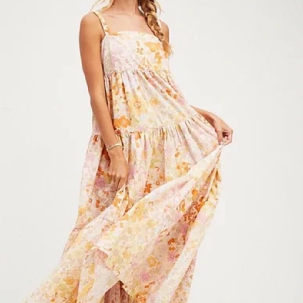 Free People Floral Maxi Dress Park Slope Scoop Back Small PRETTY!!!!!